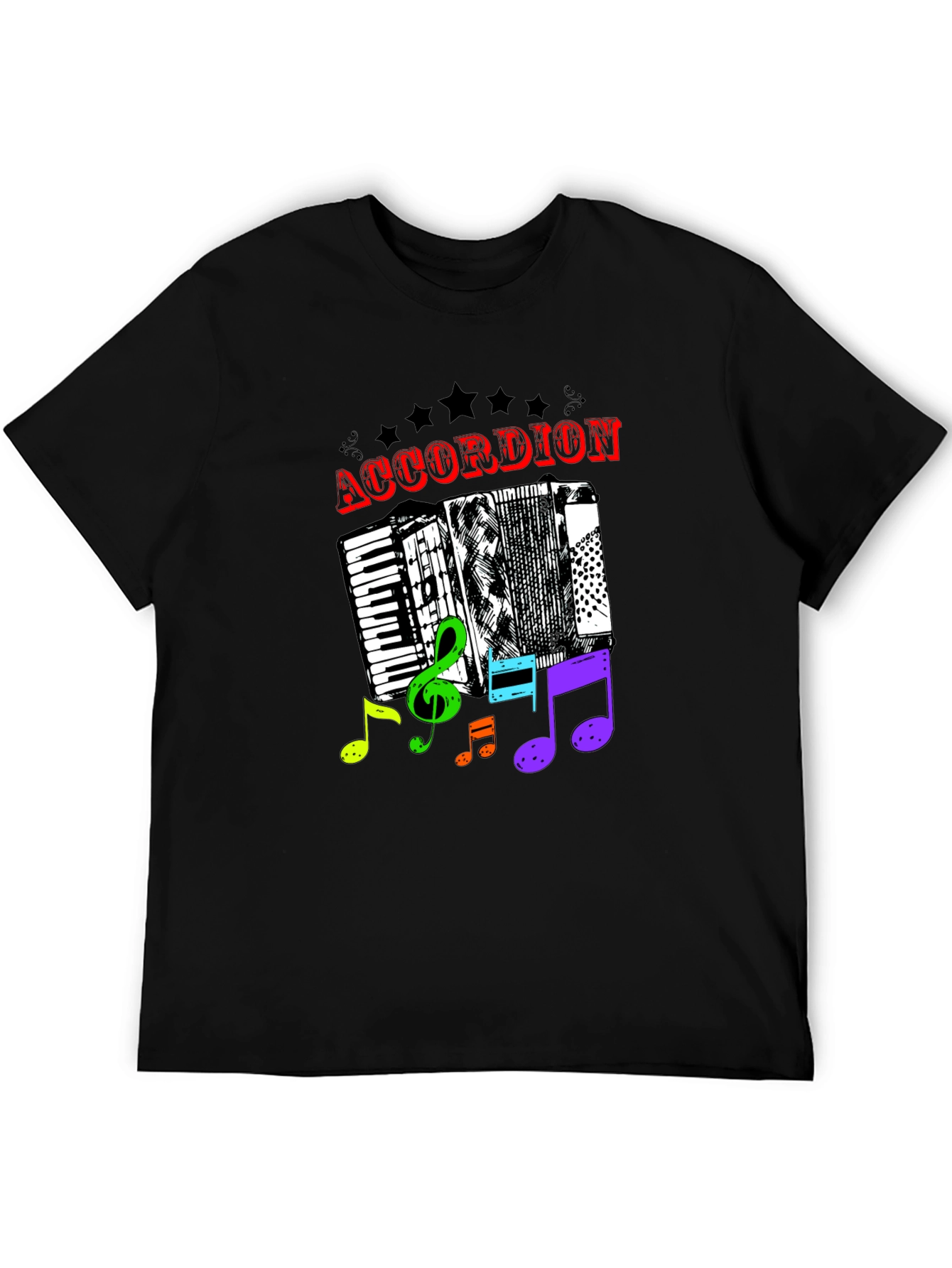 Accordion & Music Notes Graphic T-Shirt - Unisex