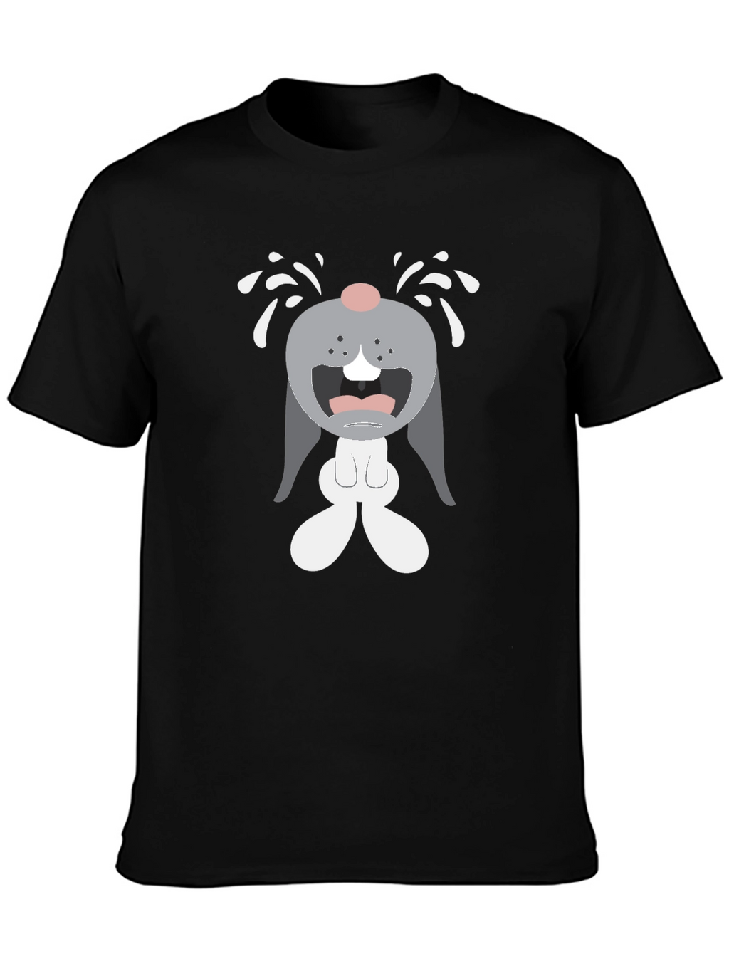 Crying Cartoon Bunny Graphic T-Shirt