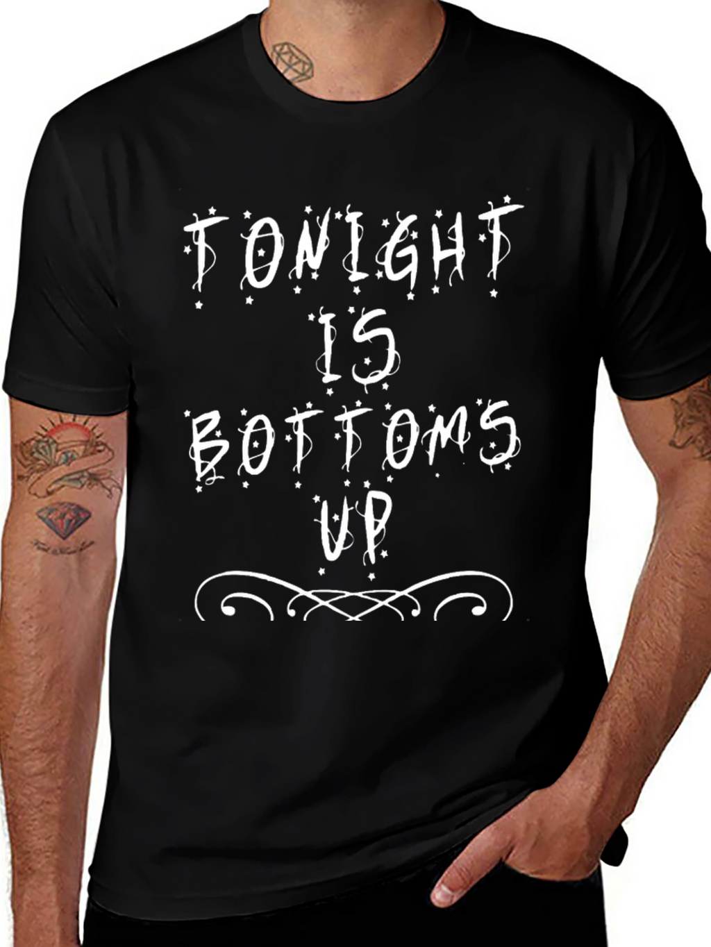 Tonight is Bottoms Up Black Graphic Tee