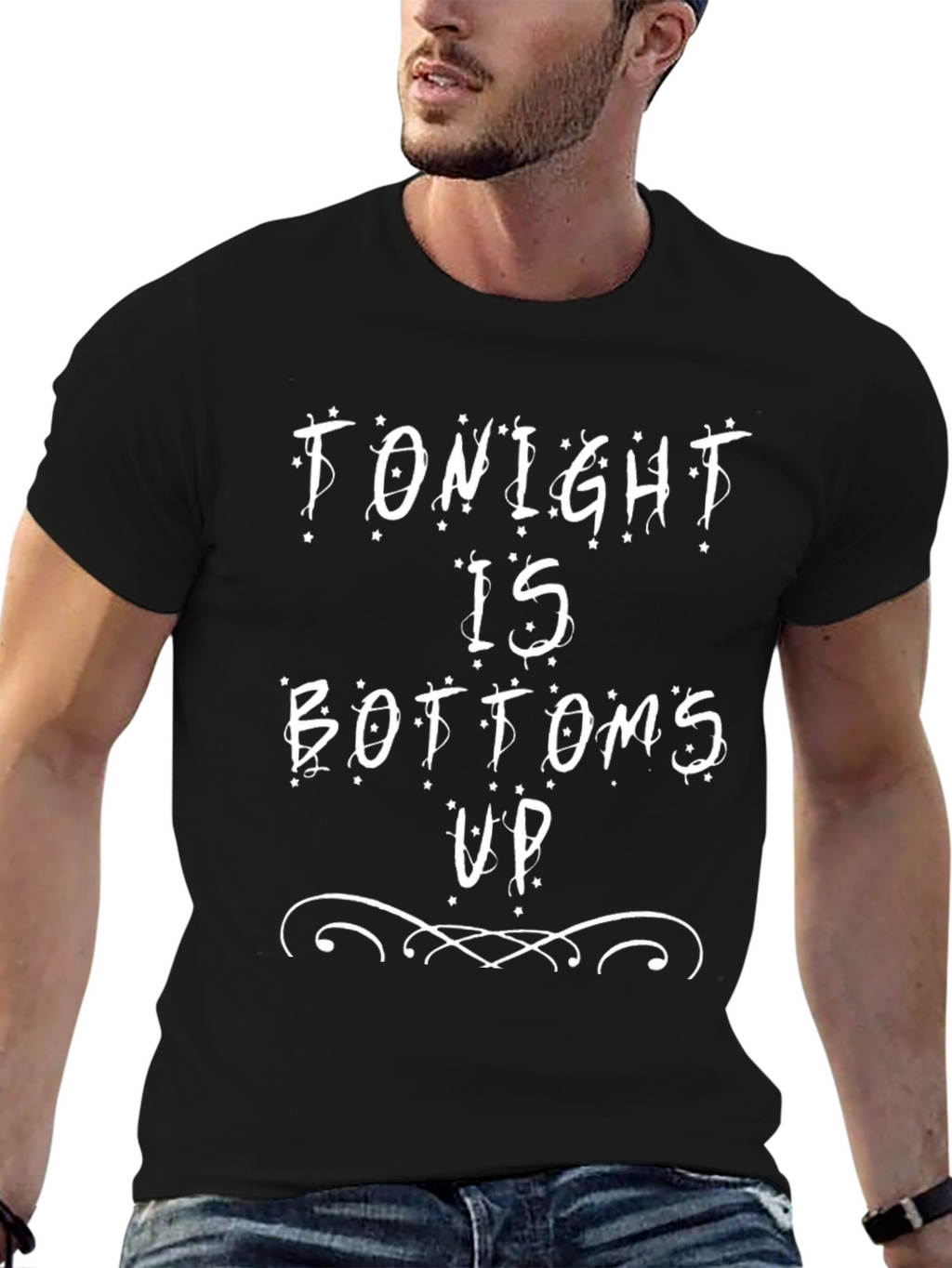 Tonight is Bottoms Up Black Graphic Tee