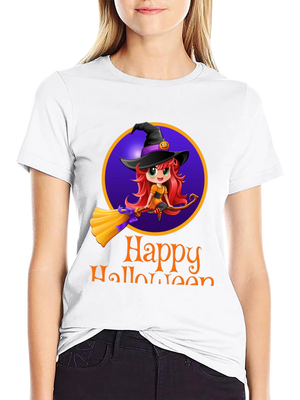 Happy Halloween Witch T-Shirt - Mens Black Tee