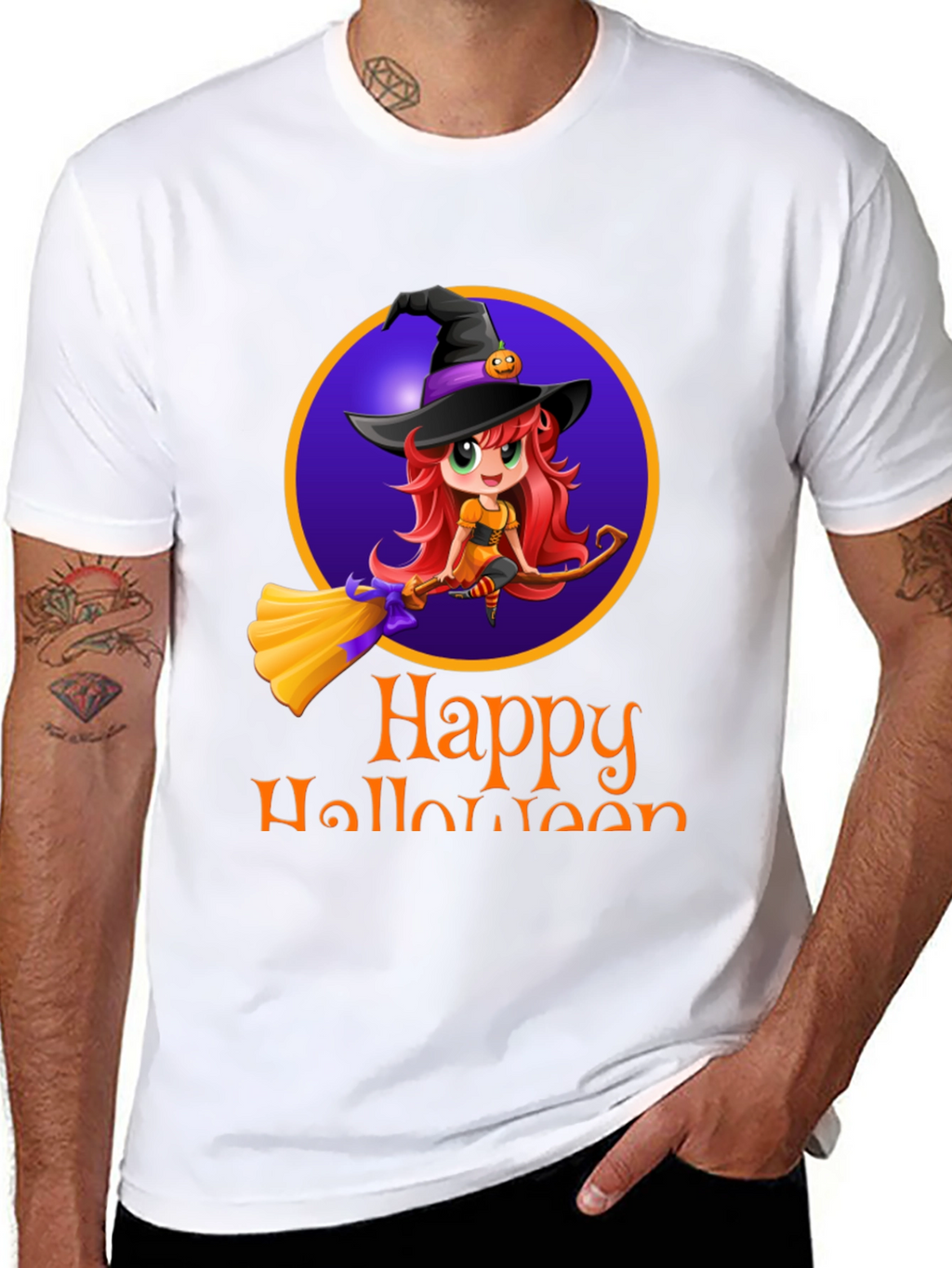 Happy Halloween Witch T-Shirt - Mens Black Tee