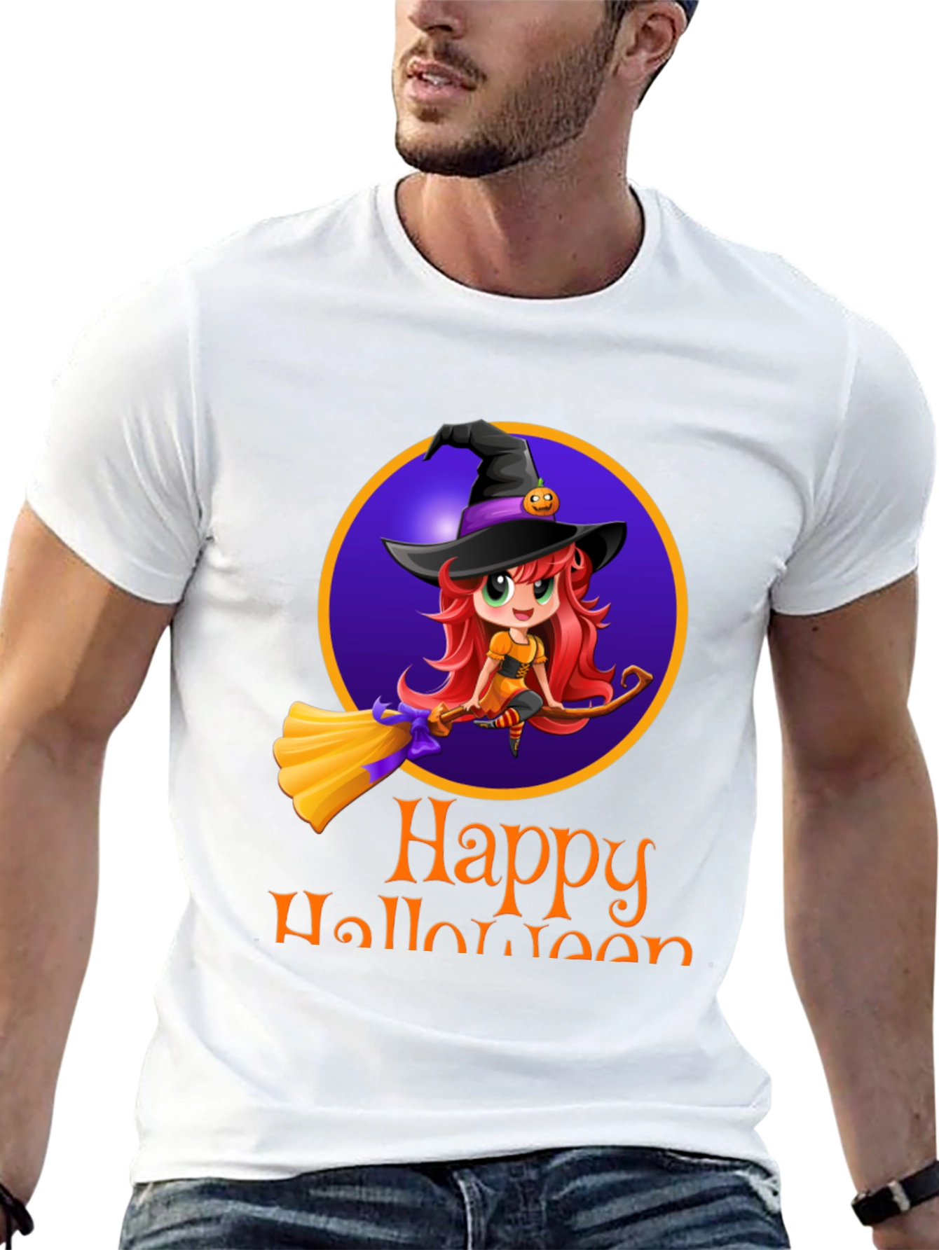 Happy Halloween Witch T-Shirt - Mens Black Tee