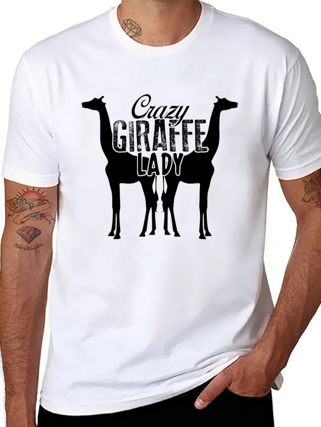 Crazy Giraffe Lady T-Shirt - Unisex Crew Neck