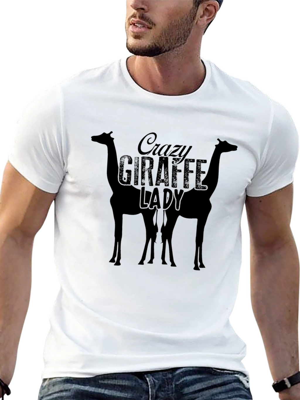 Crazy Giraffe Lady T-Shirt - Unisex Crew Neck