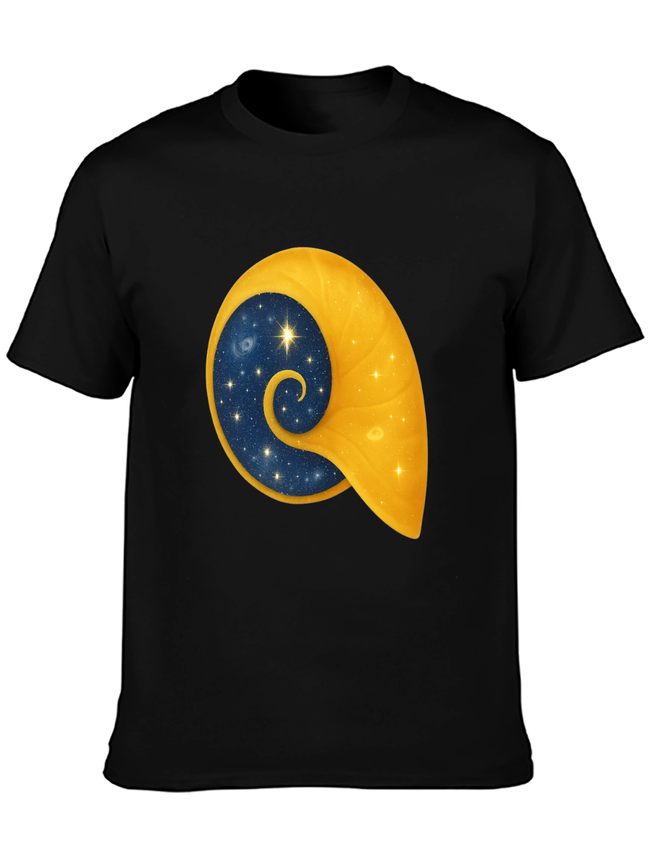 Celestial Shell Graphic Tee - Black Cotton