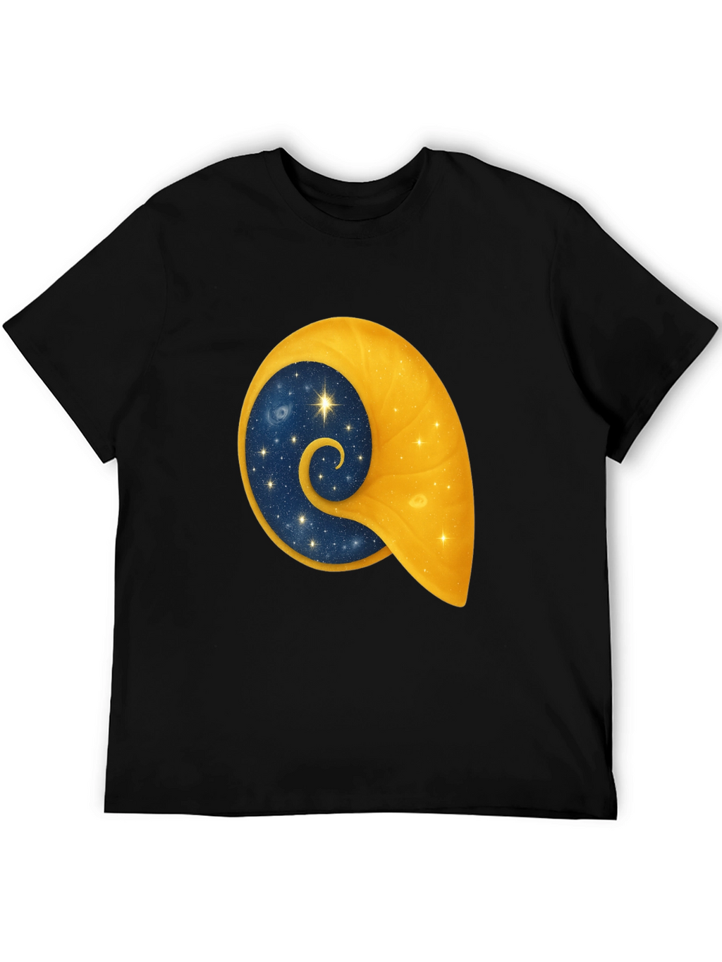 Celestial Shell Graphic Tee - Black Cotton