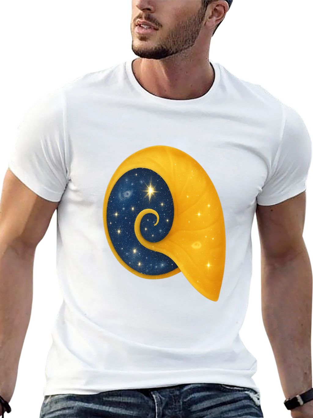 Celestial Shell Graphic Tee - Black Cotton