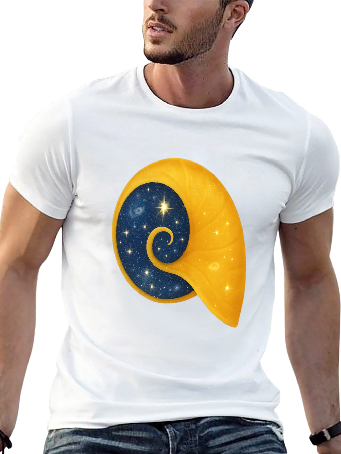 Celestial Shell Graphic Tee - Black Cotton
