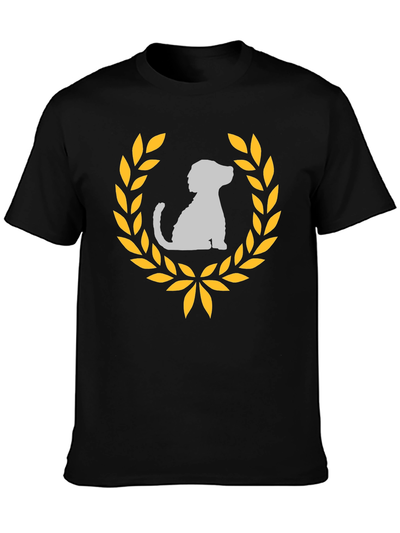 Dog Laurel Graphic Tee - Black Cotton T-Shirt