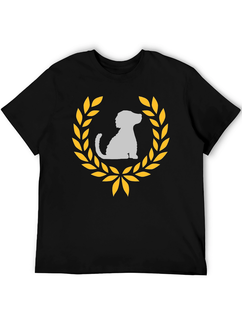Dog Laurel Graphic Tee - Black Cotton T-Shirt