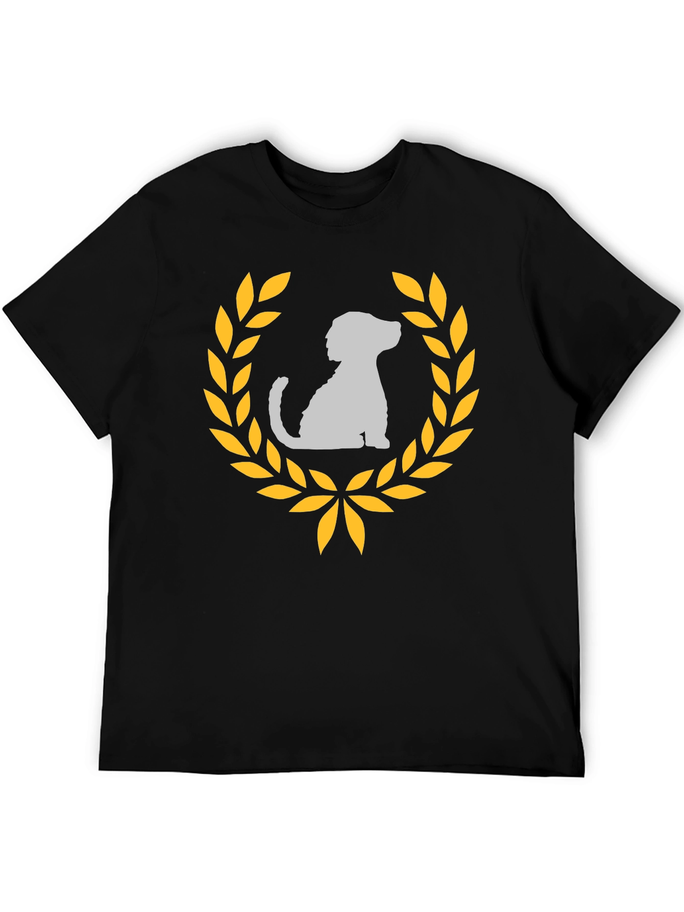 Dog Laurel Graphic Tee - Black Cotton T-Shirt