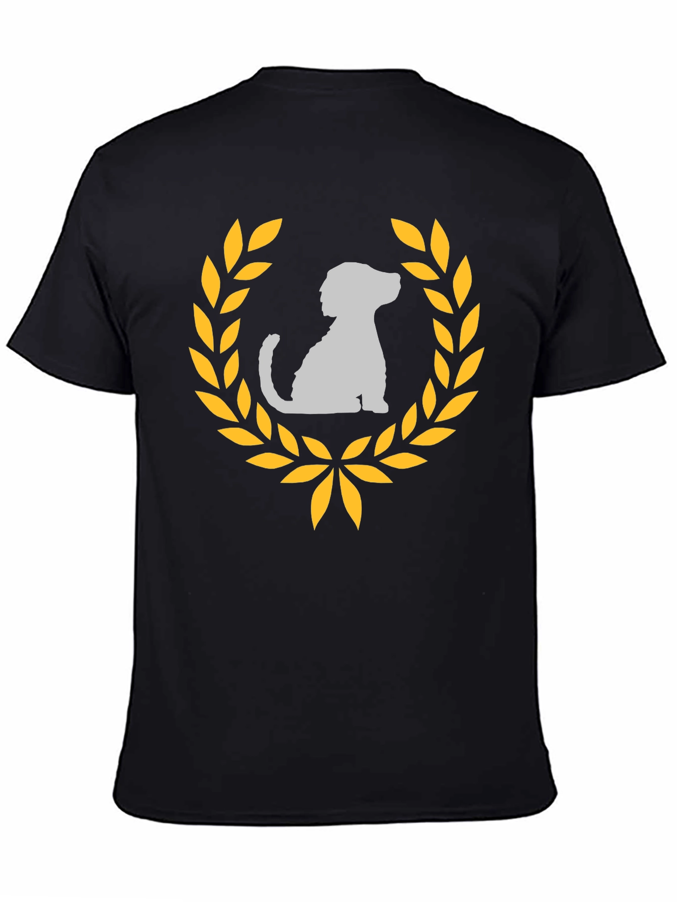 Dog Laurel Graphic Tee - Black Cotton T-Shirt