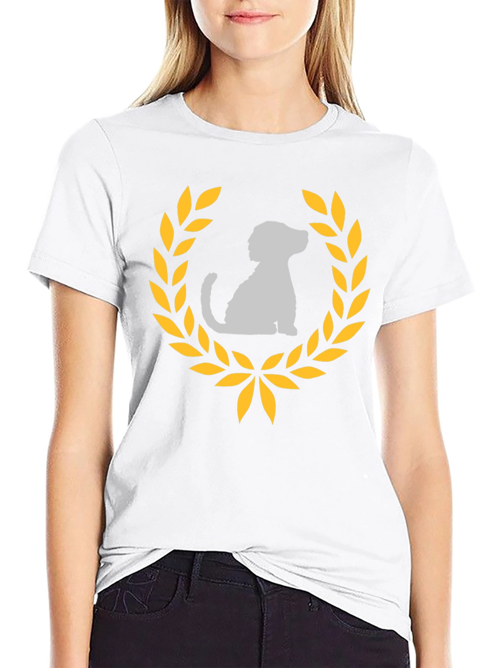 Dog Laurel Graphic Tee - Black Cotton T-Shirt