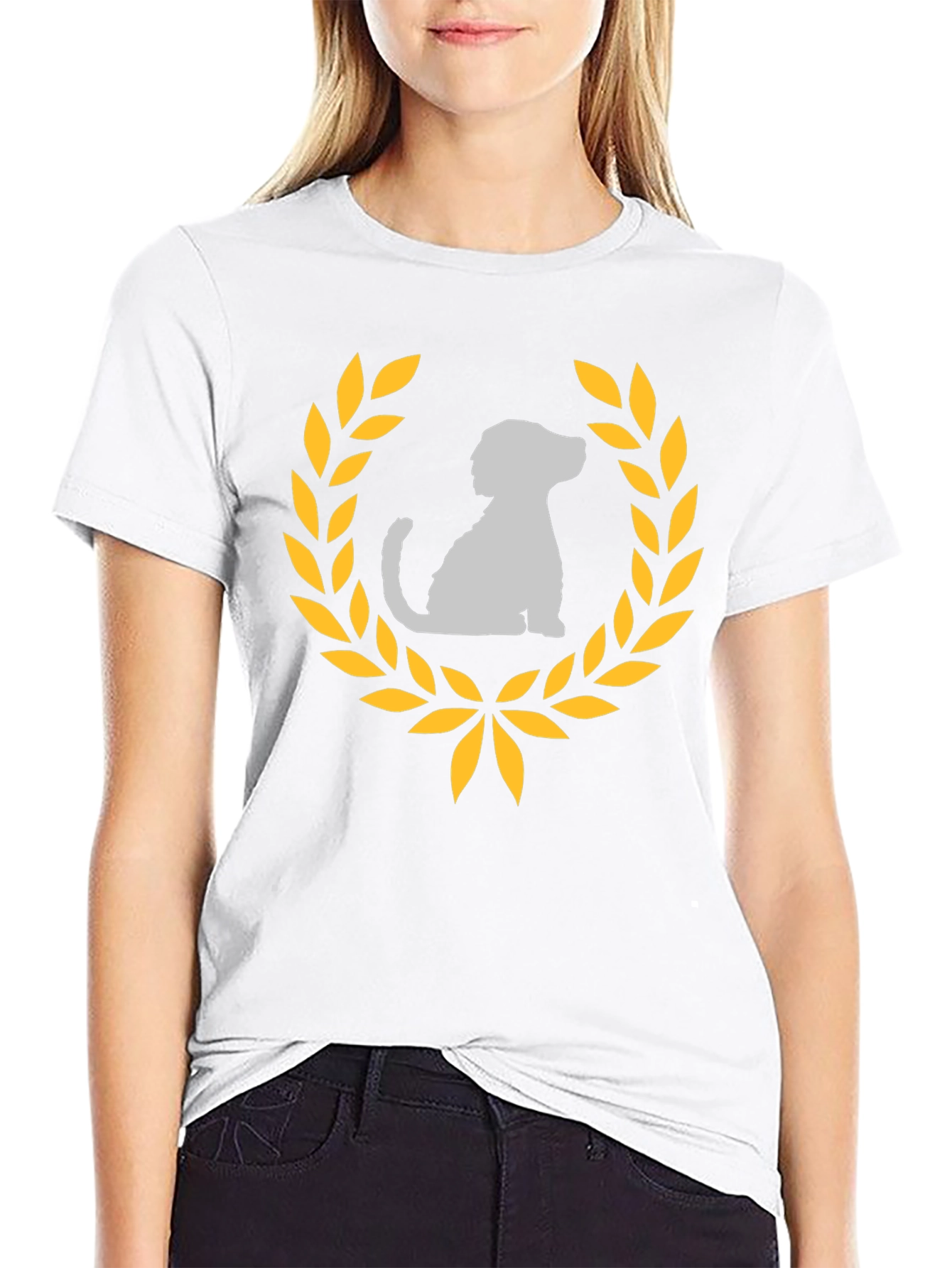 Dog Laurel Graphic Tee - Black Cotton T-Shirt