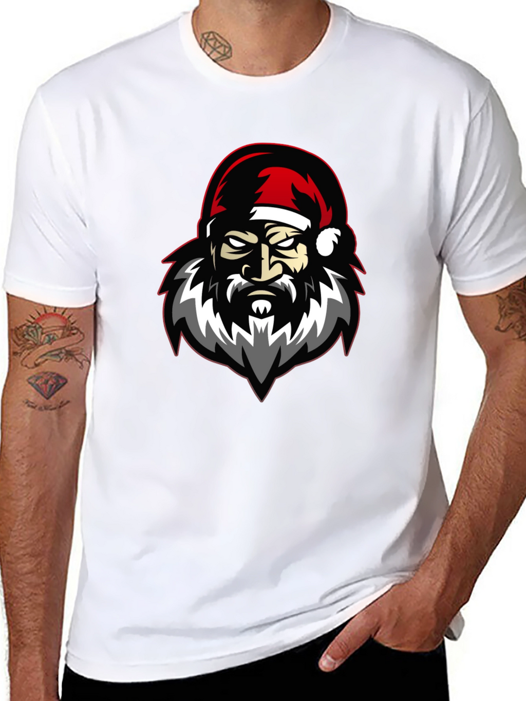 Grumpy Santa Claus Graphic T-Shirt - Black