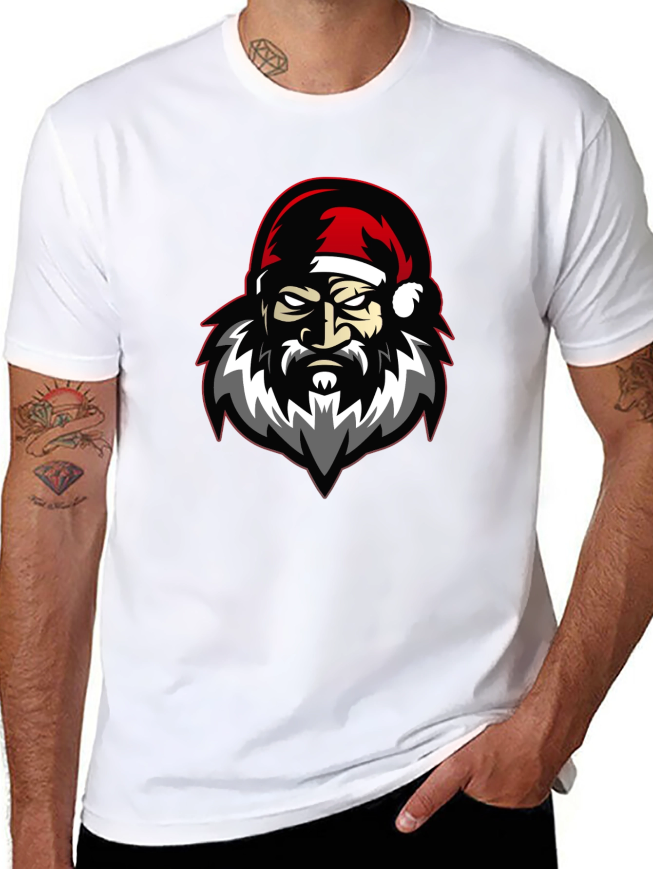 Grumpy Santa Claus Graphic T-Shirt - Black