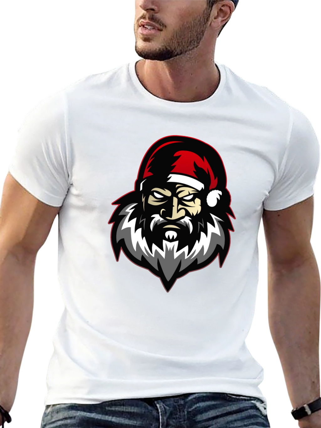 Grumpy Santa Claus Graphic T-Shirt - Black
