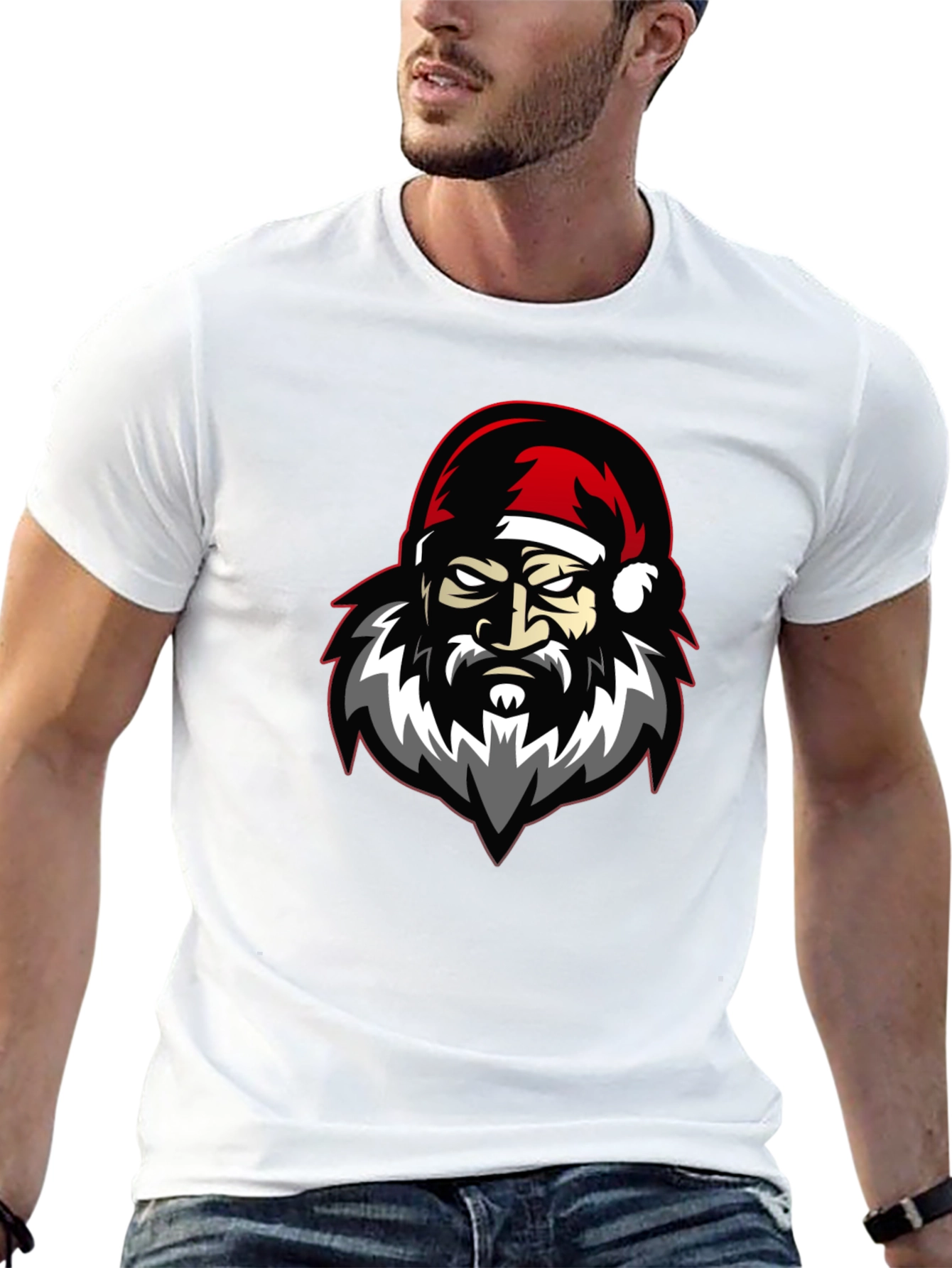 Grumpy Santa Claus Graphic T-Shirt - Black