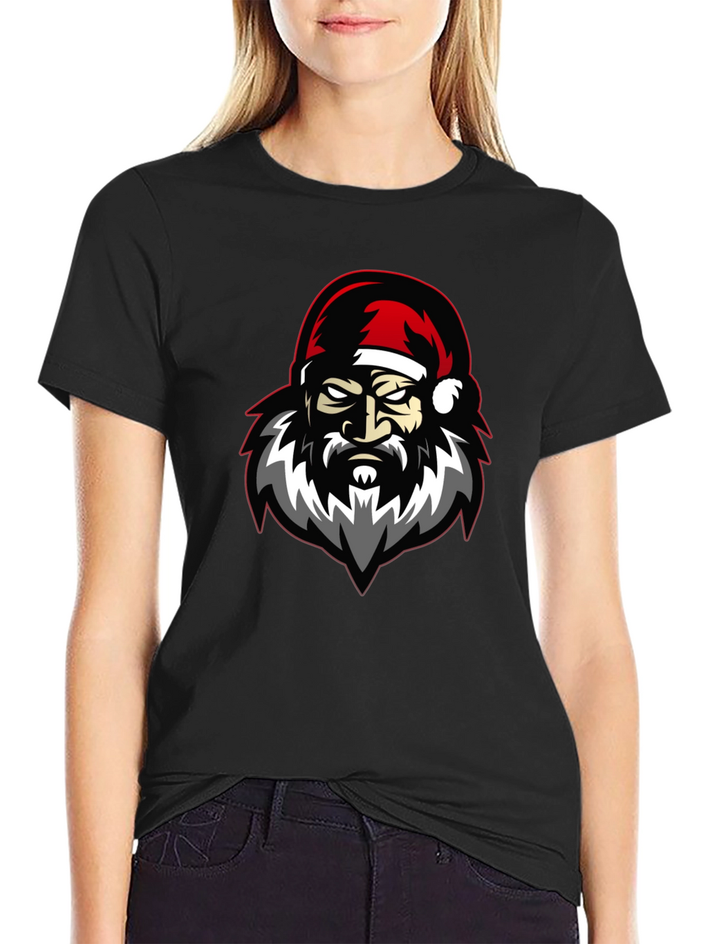 Grumpy Santa Claus Graphic T-Shirt - Black
