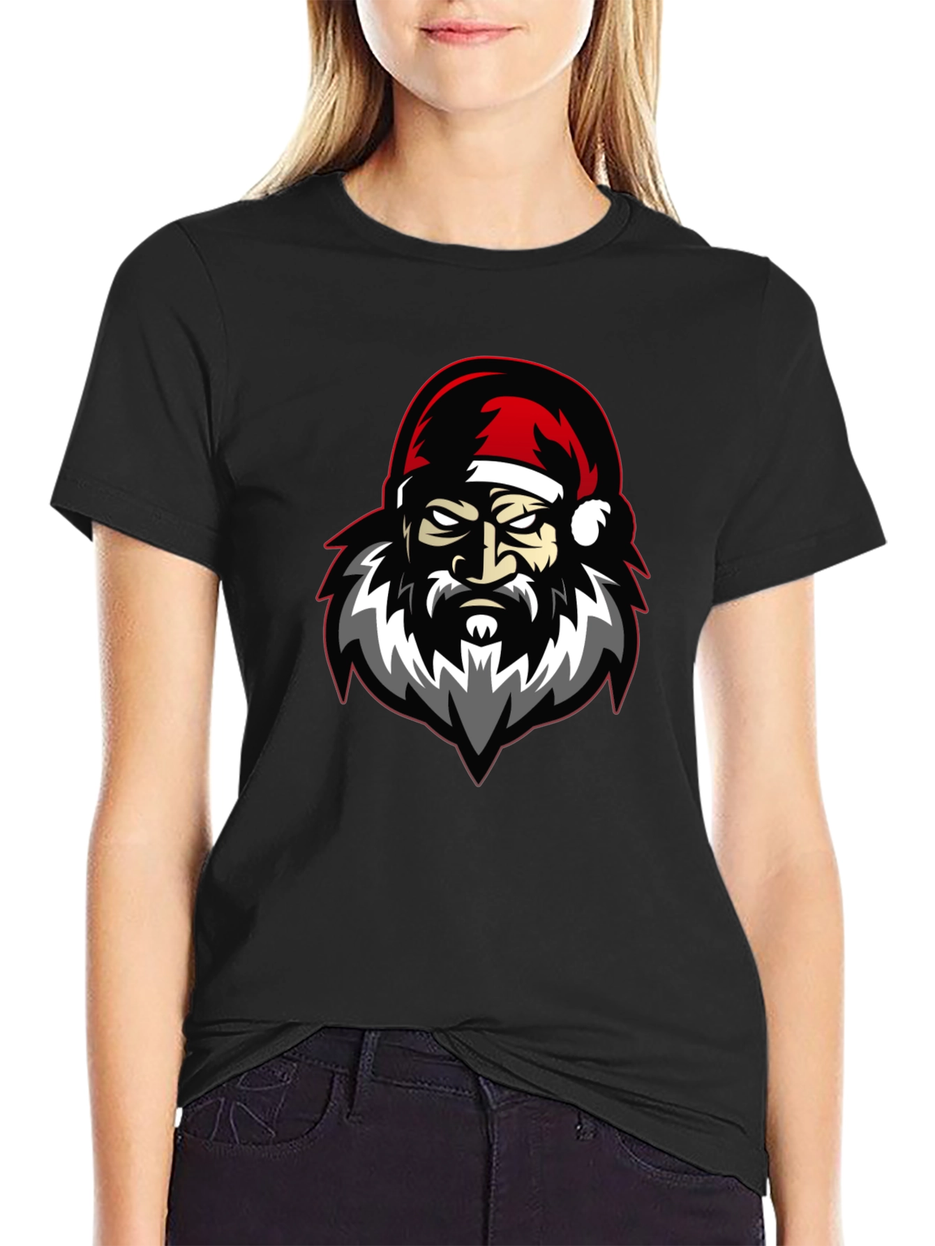 Grumpy Santa Claus Graphic T-Shirt - Black