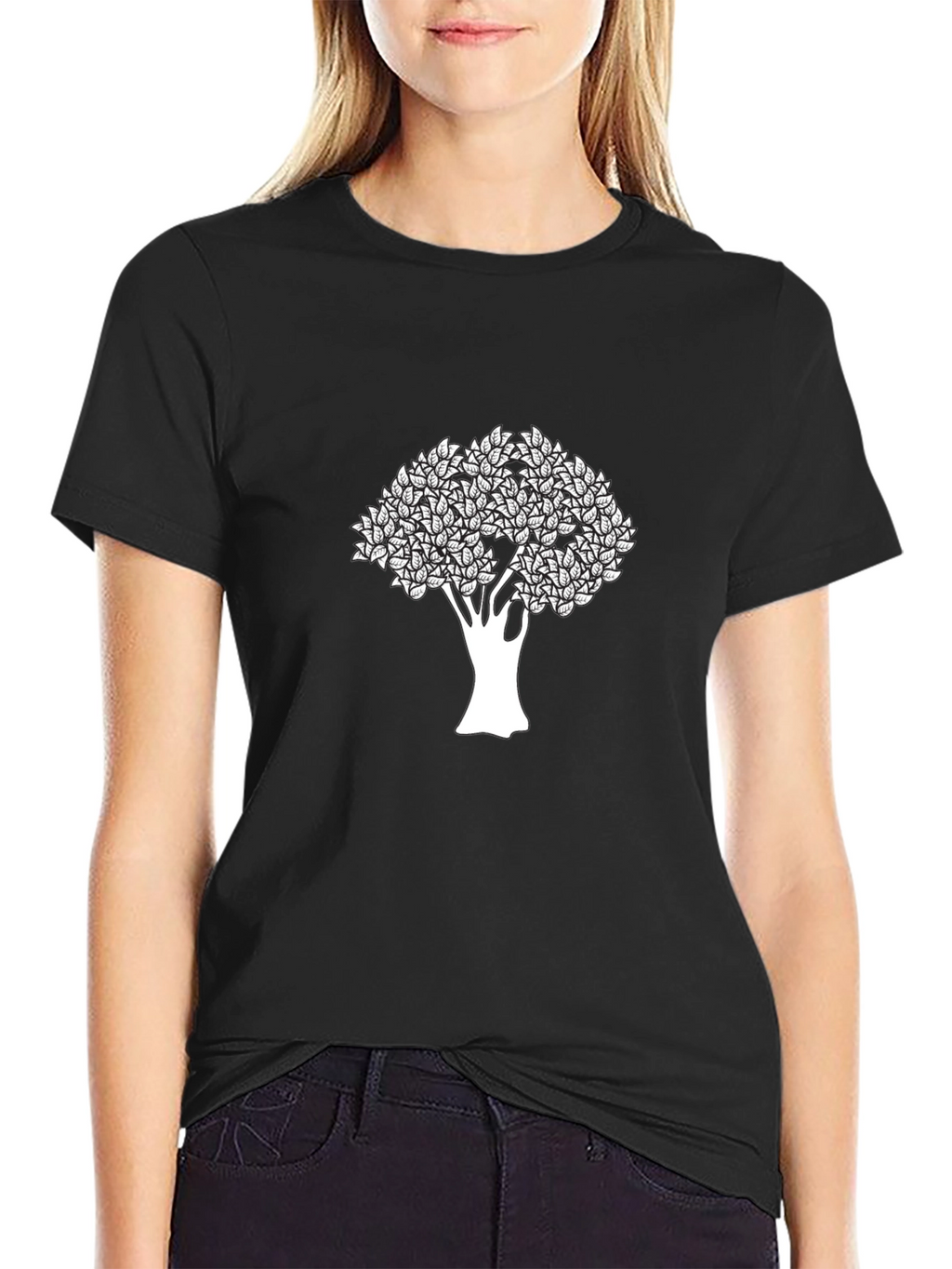 Modern Tree Graphic Black T-Shirt