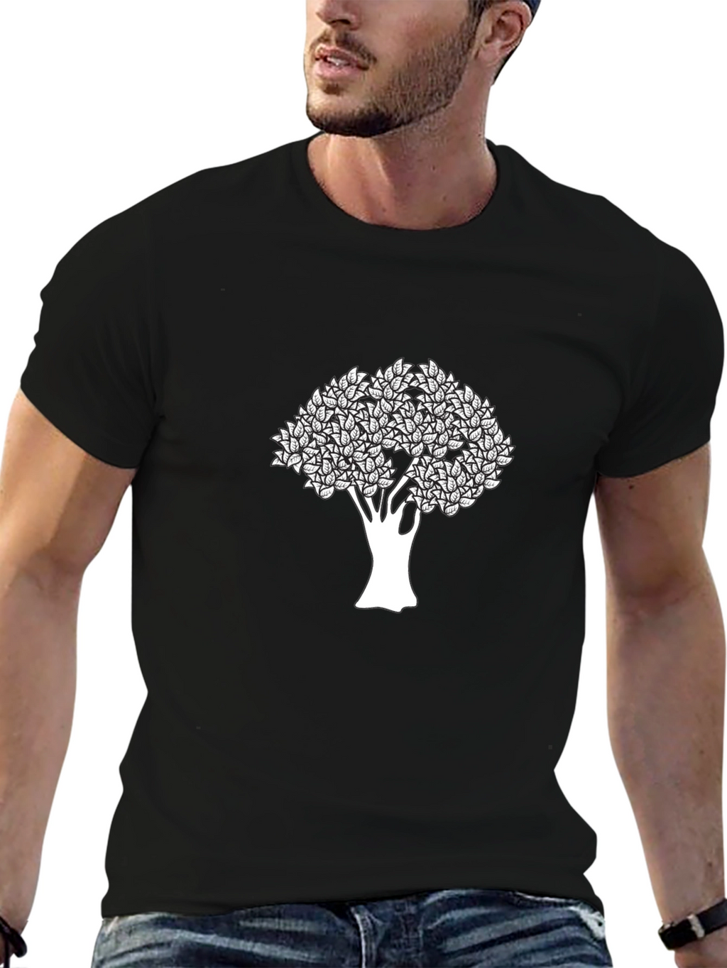 Modern Tree Graphic Black T-Shirt