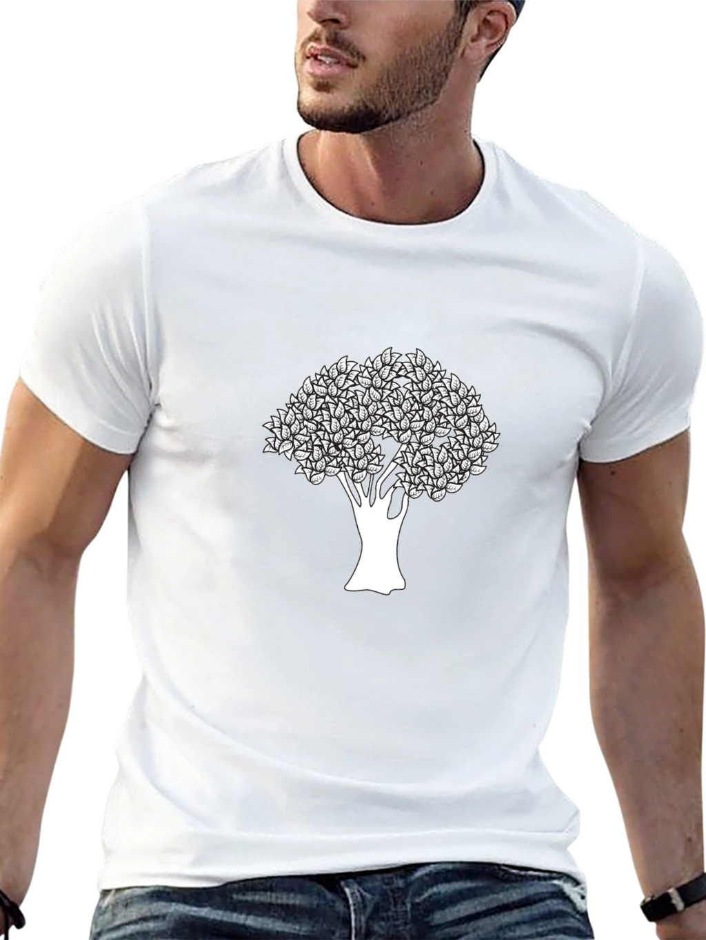 Modern Tree Graphic Black T-Shirt