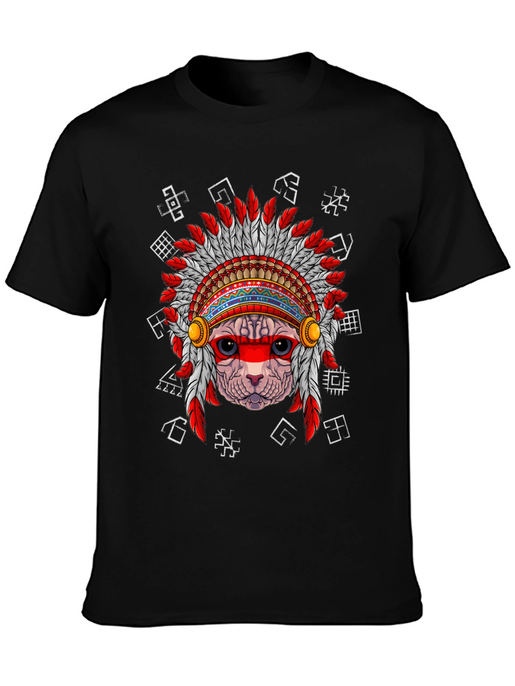 Native American Cat T-Shirt Unique Graphic Tee