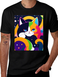Colorful Cat Graphic T-Shirt