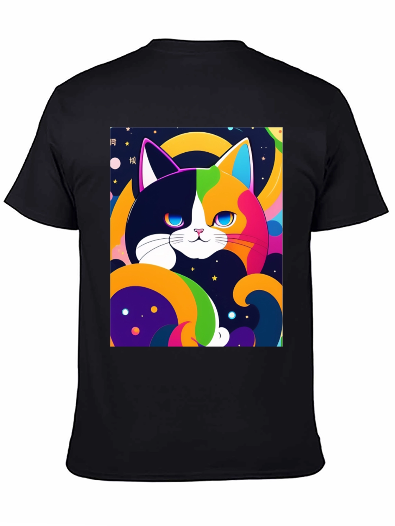 Colorful Cat Graphic T-Shirt