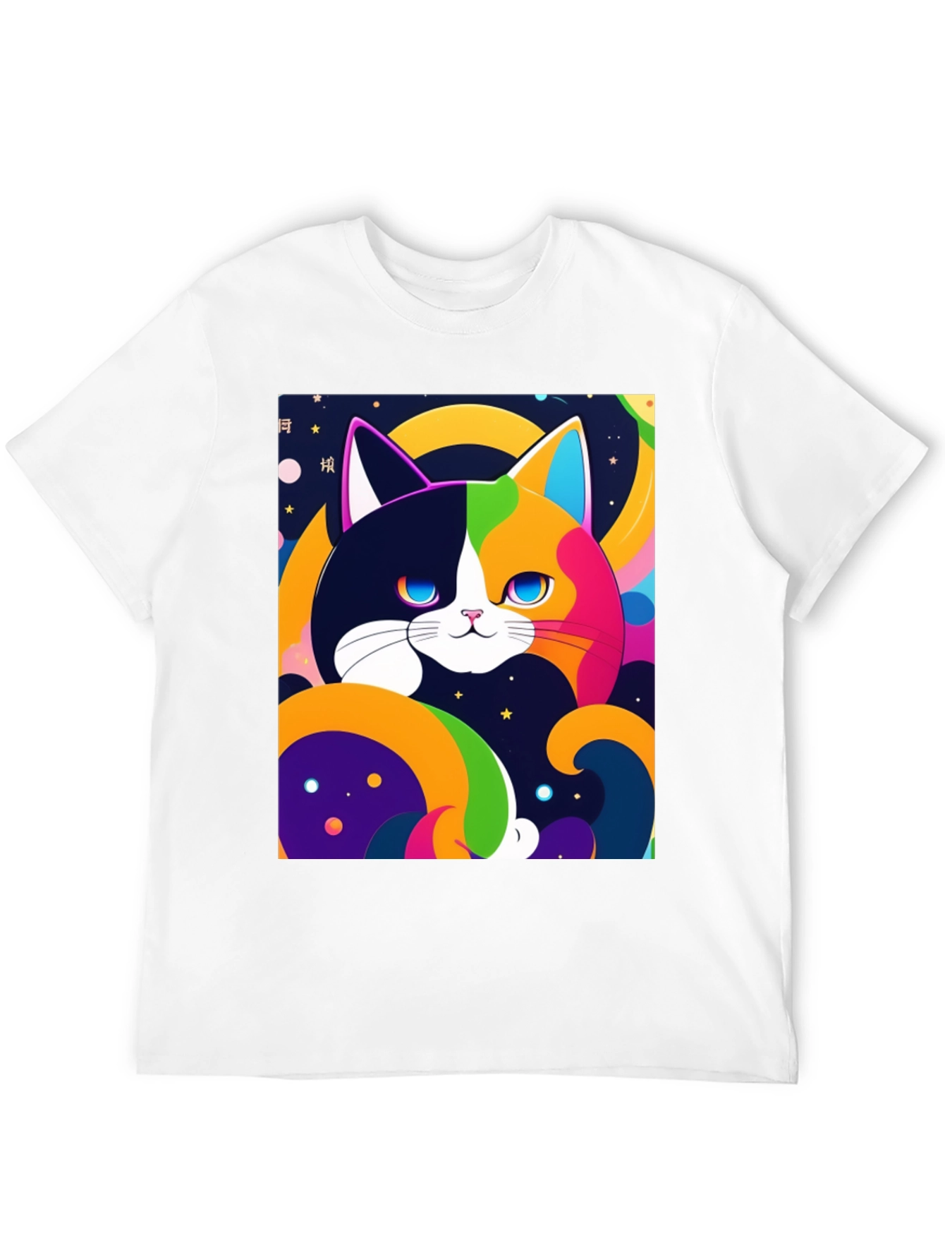 Colorful Cat Graphic T-Shirt
