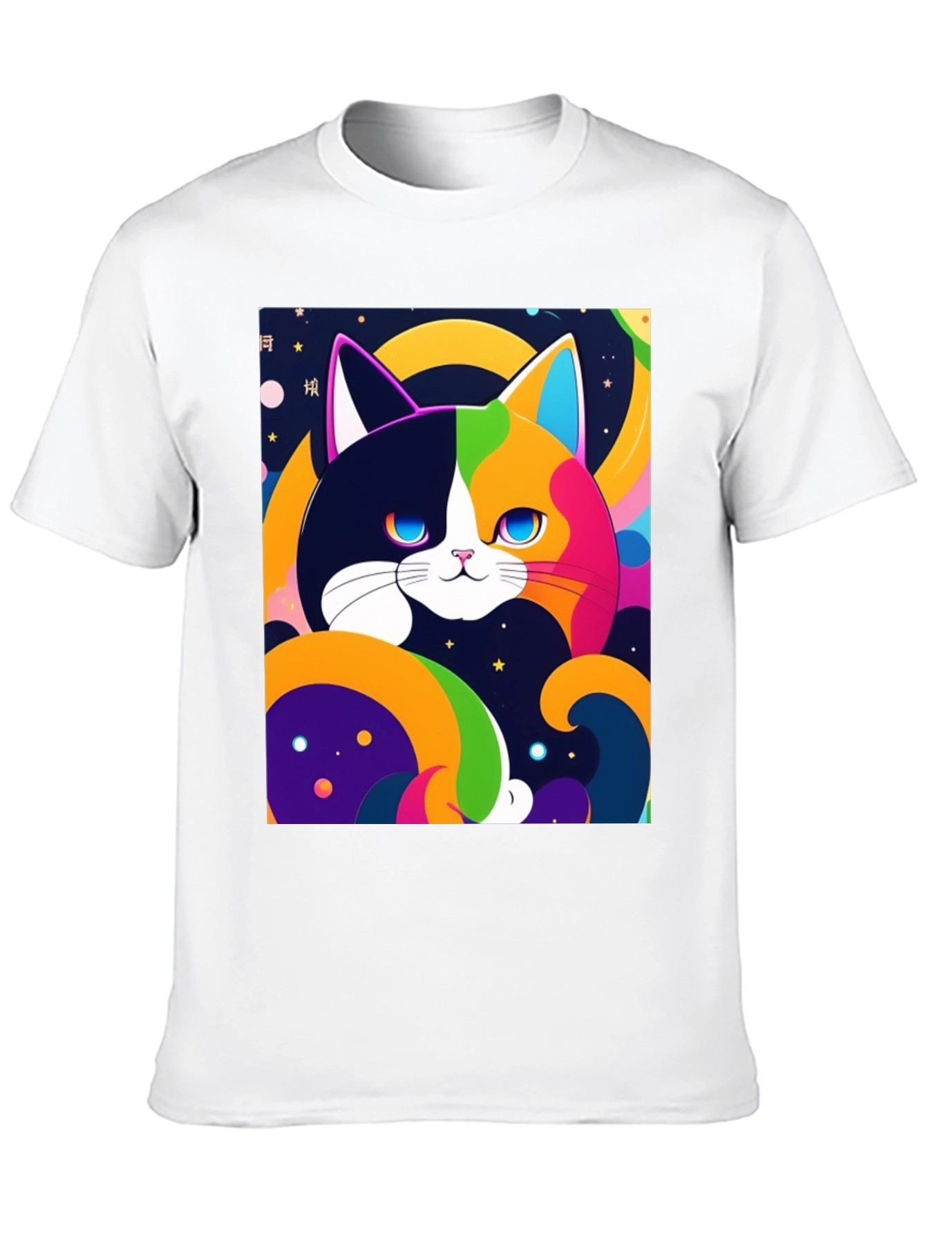 Colorful Cat Graphic T-Shirt