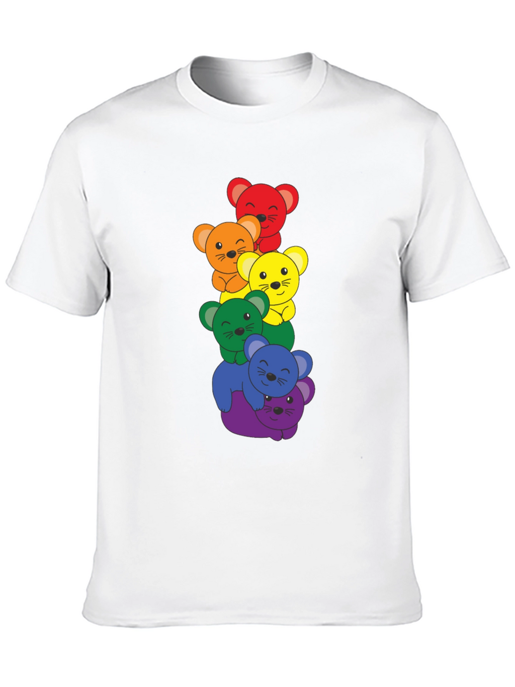 Rainbow Bear Stack Black T-Shirt