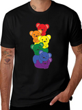 Rainbow Bear Stack Black T-Shirt