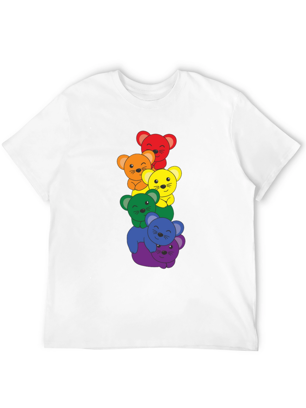 Rainbow Bear Stack Black T-Shirt