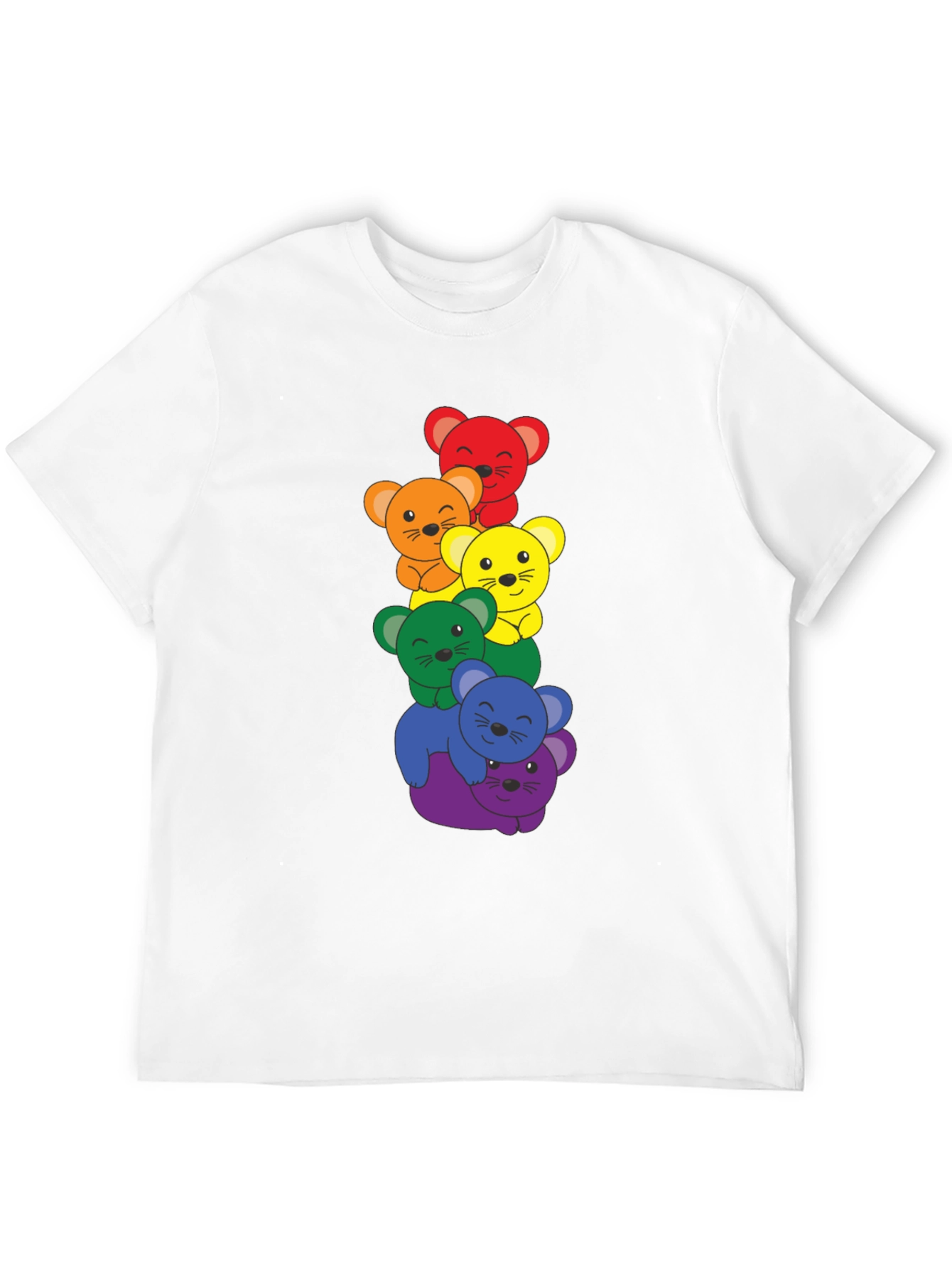 Rainbow Bear Stack Black T-Shirt