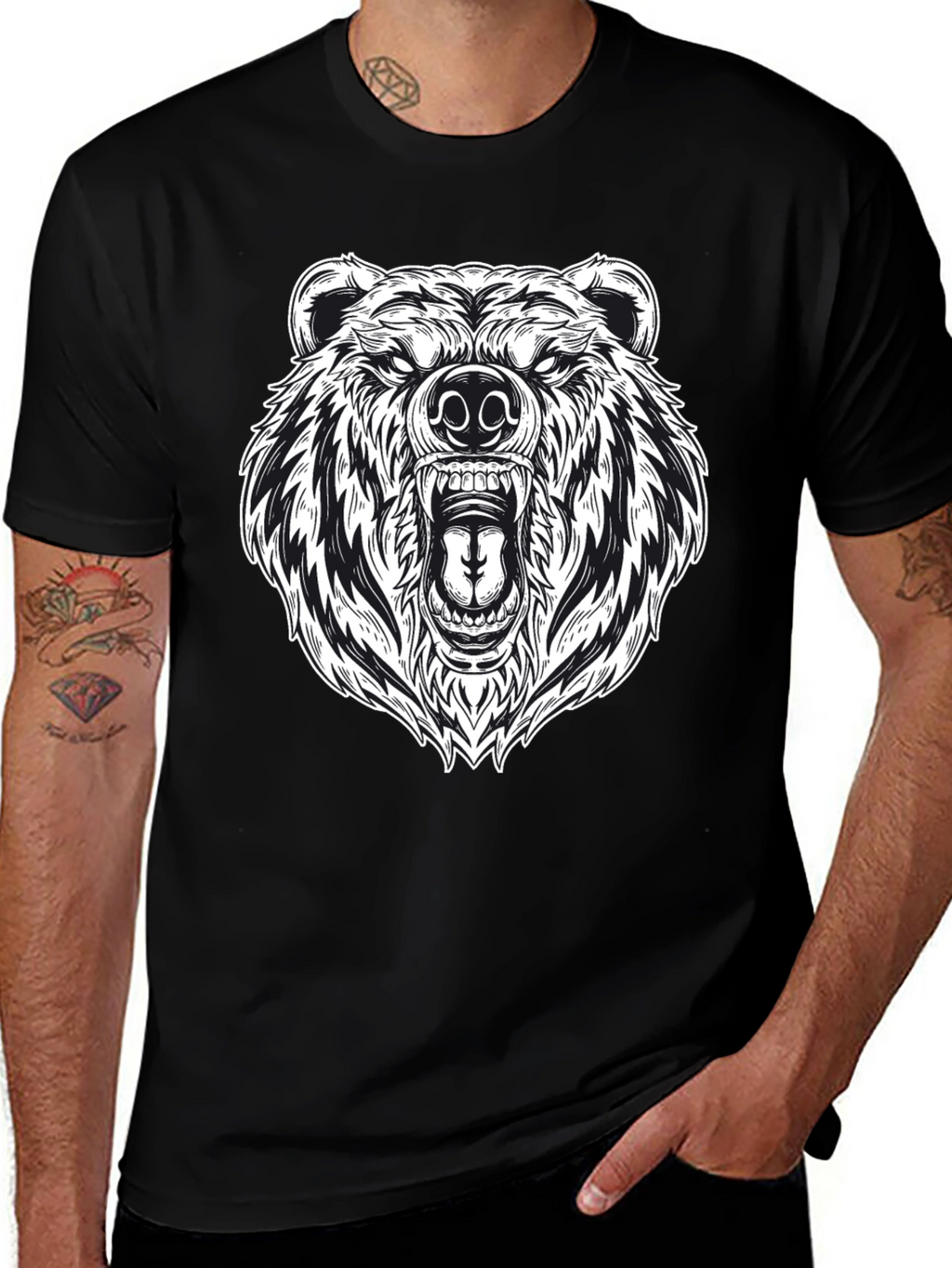 Grizzly Bear Graphic Tee - Black