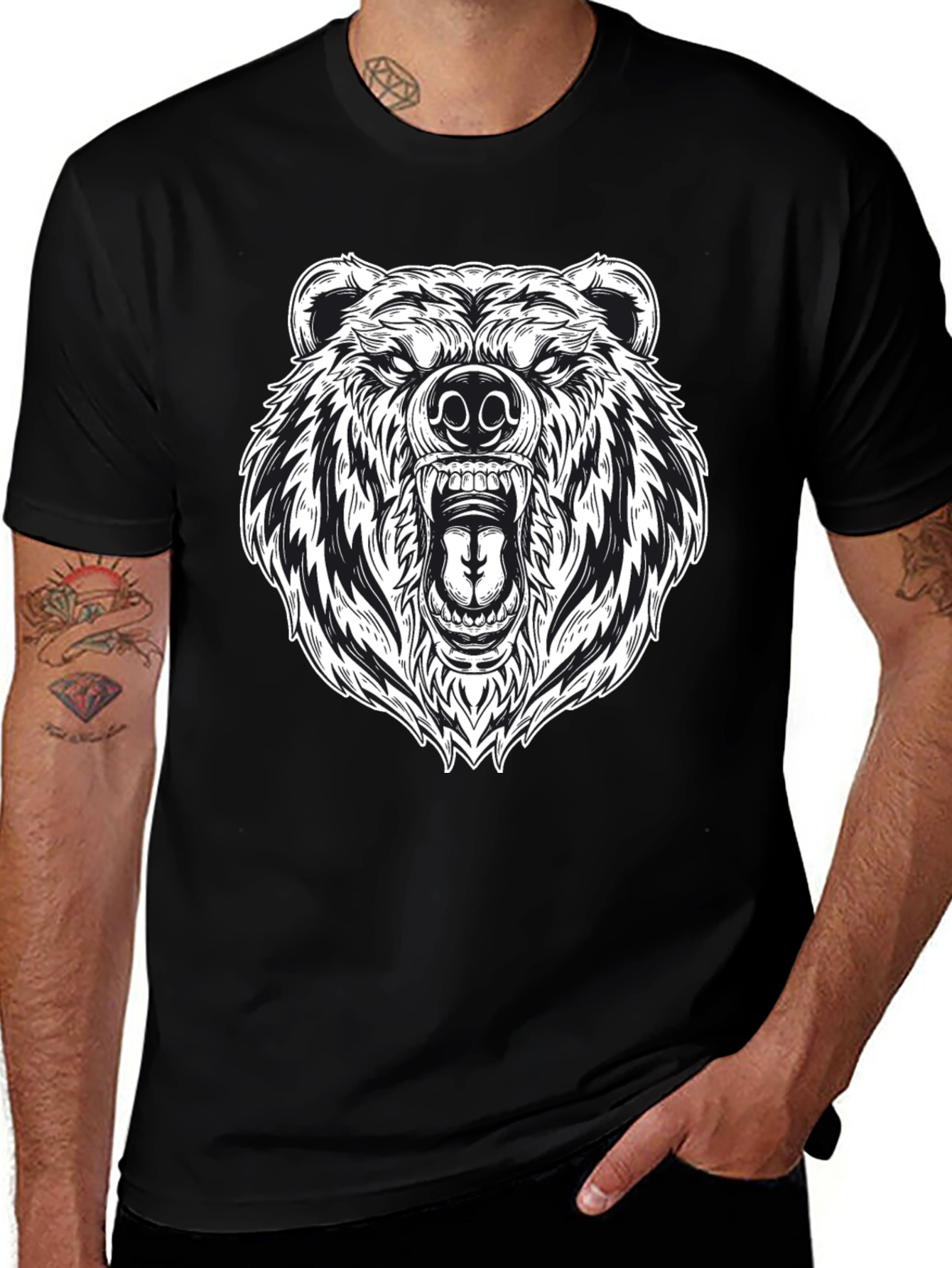 Grizzly Bear Graphic Tee - Black