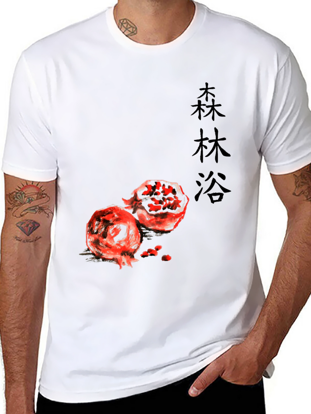 Pomegranate Graphic Print Black T-Shirt