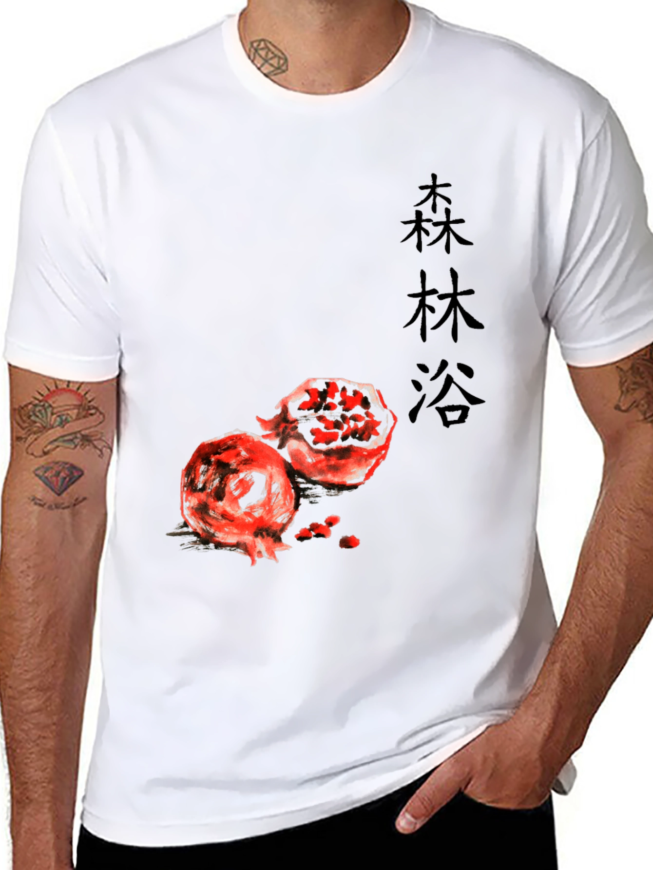 Pomegranate Graphic Print Black T-Shirt