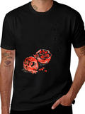 Pomegranate Graphic Print Black T-Shirt