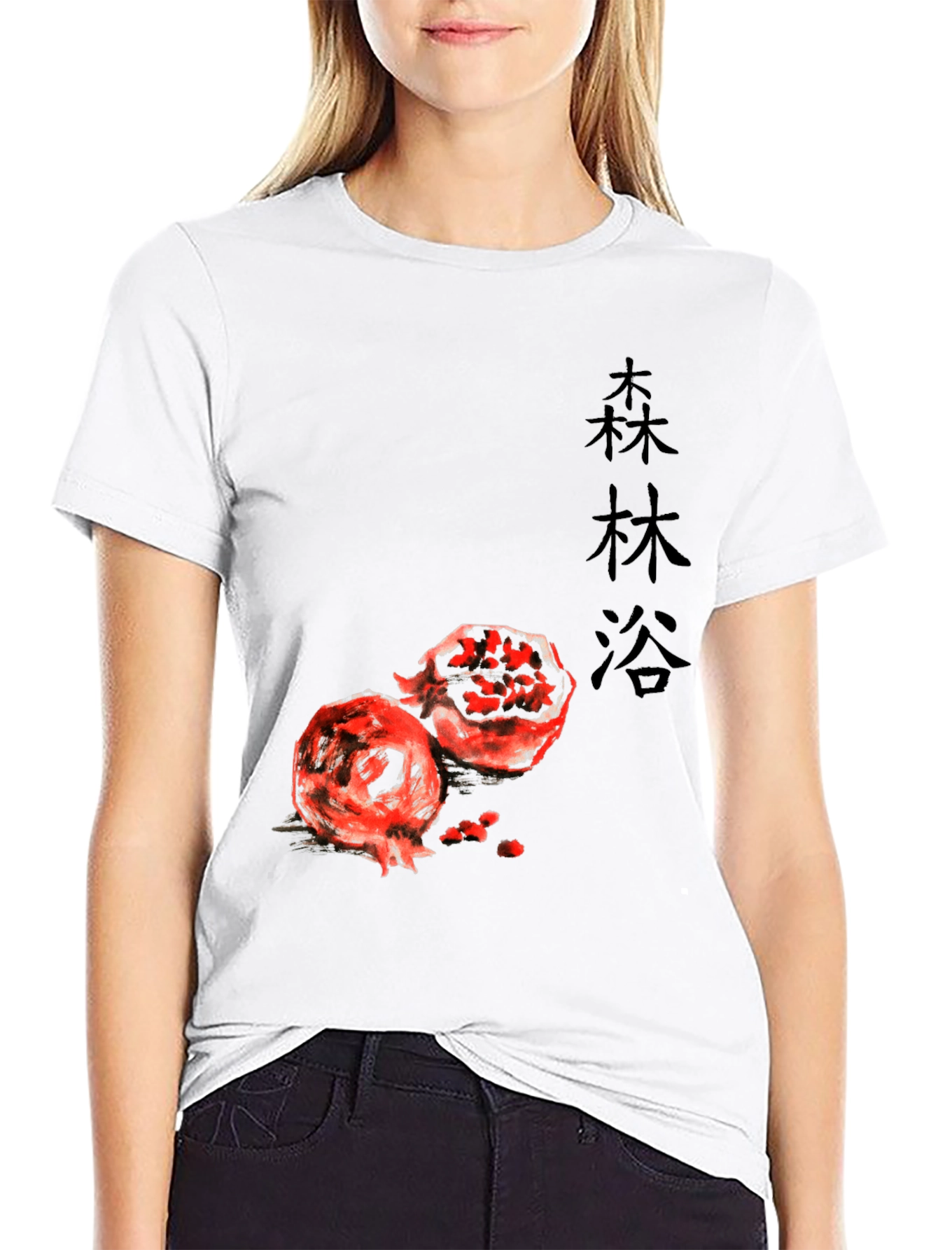Pomegranate Graphic Print Black T-Shirt