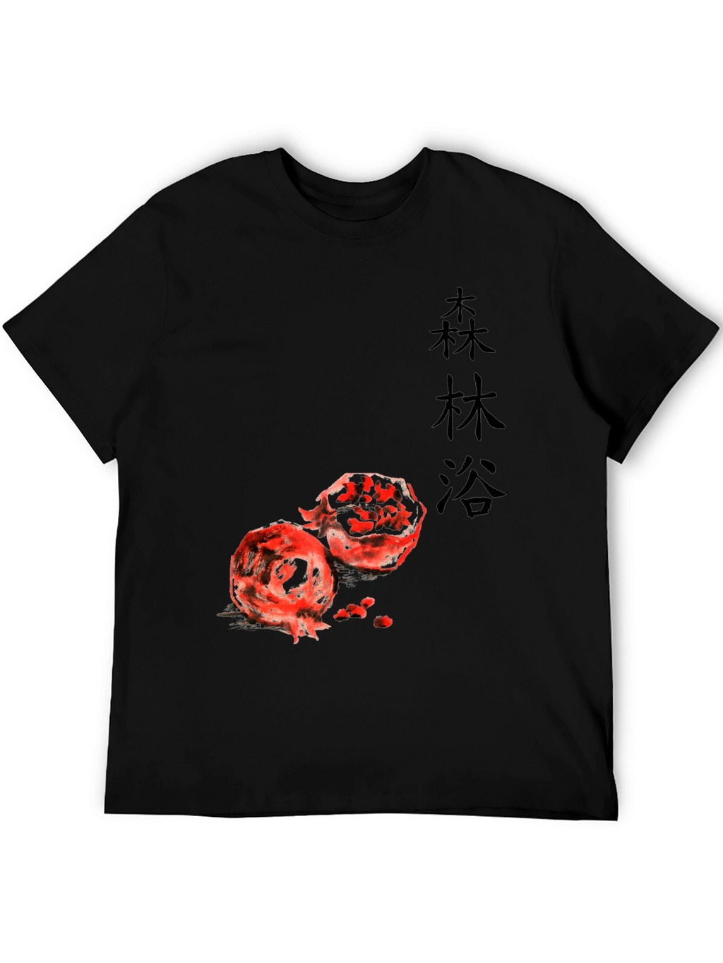 Pomegranate Graphic Print Black T-Shirt