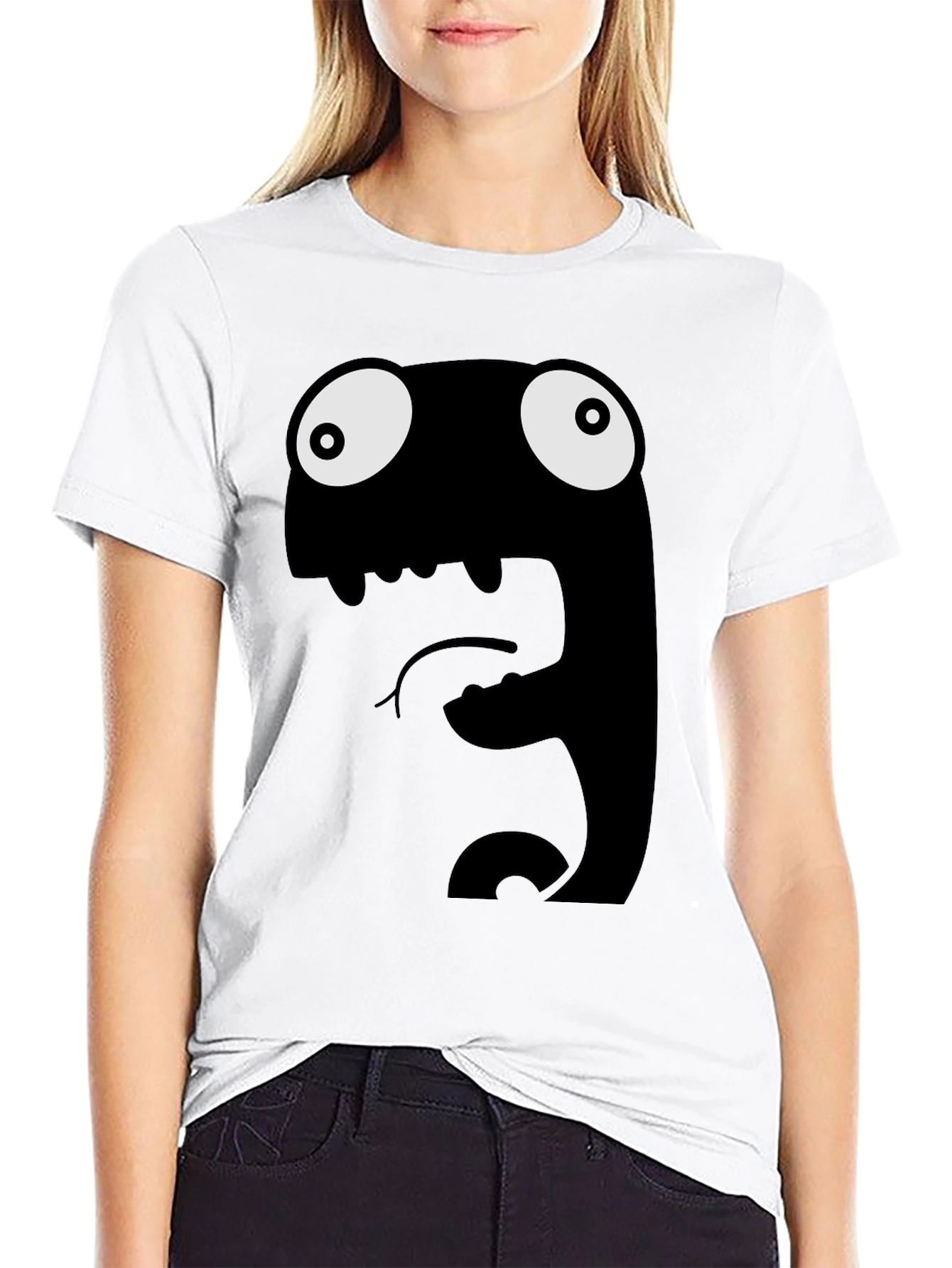 Funny Monster Graphic Black T-Shirt