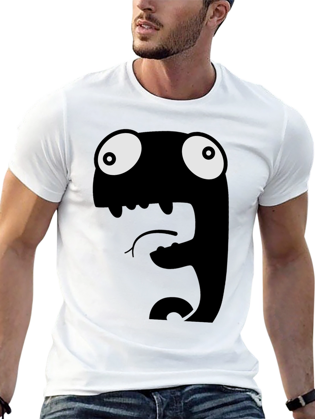 Funny Monster Graphic Black T-Shirt