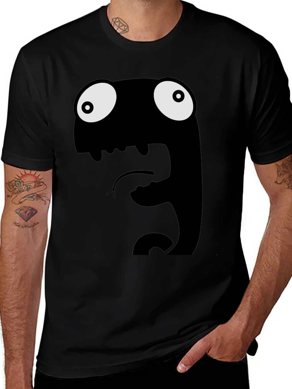 Funny Monster Graphic Black T-Shirt