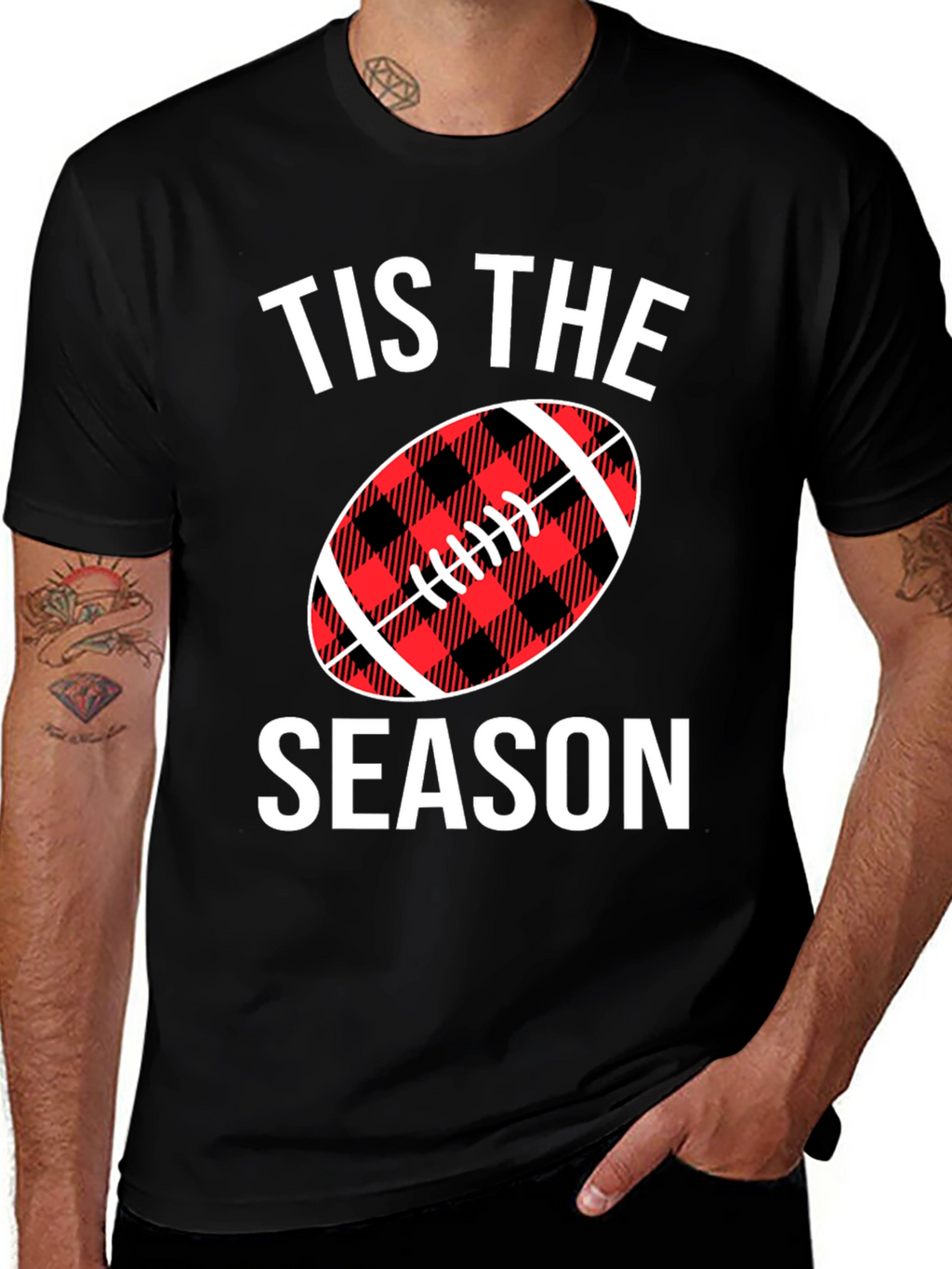 Tis The Season Football Plaid Graphic Tee