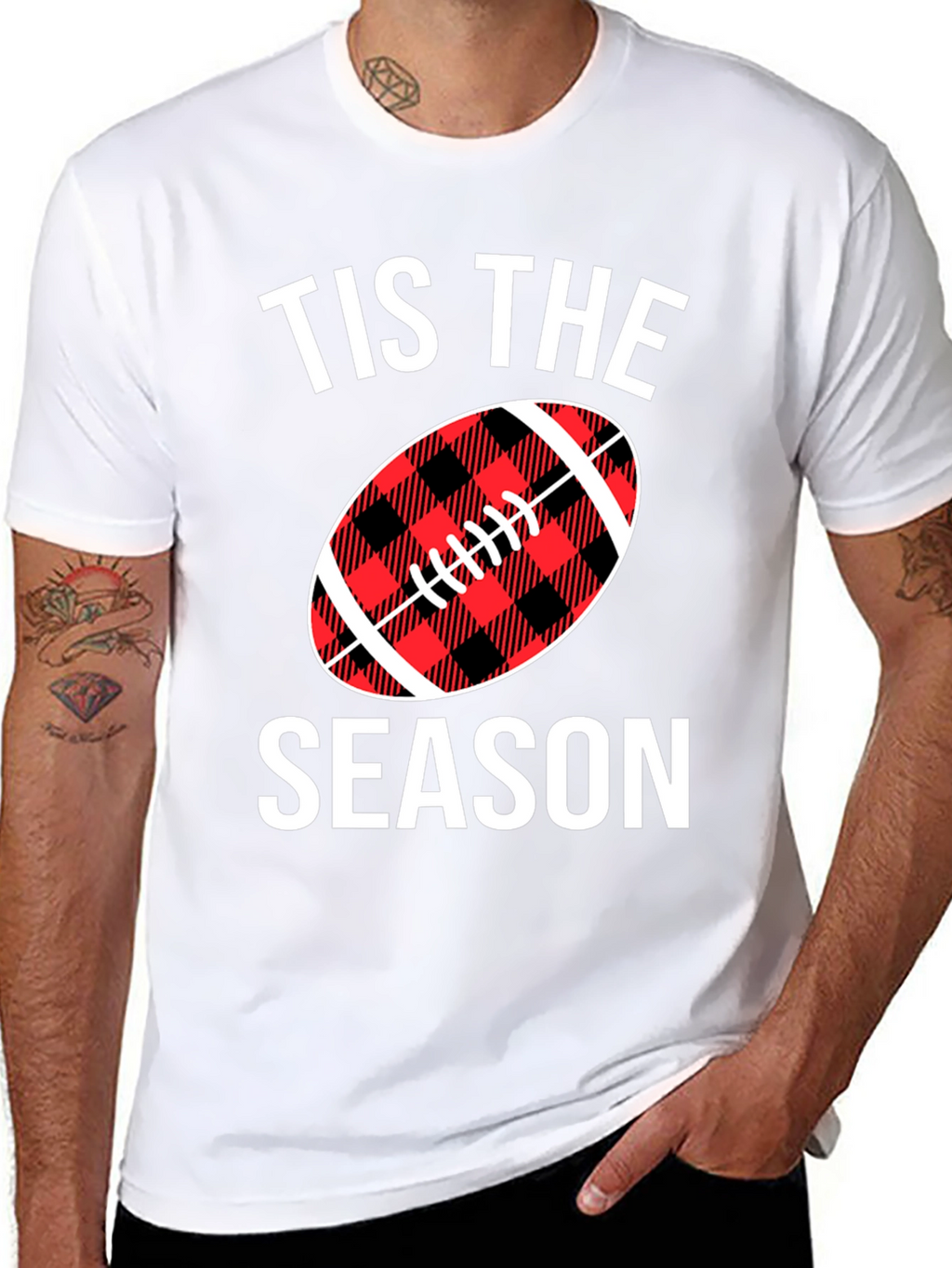 Tis The Season Football Plaid Graphic Tee