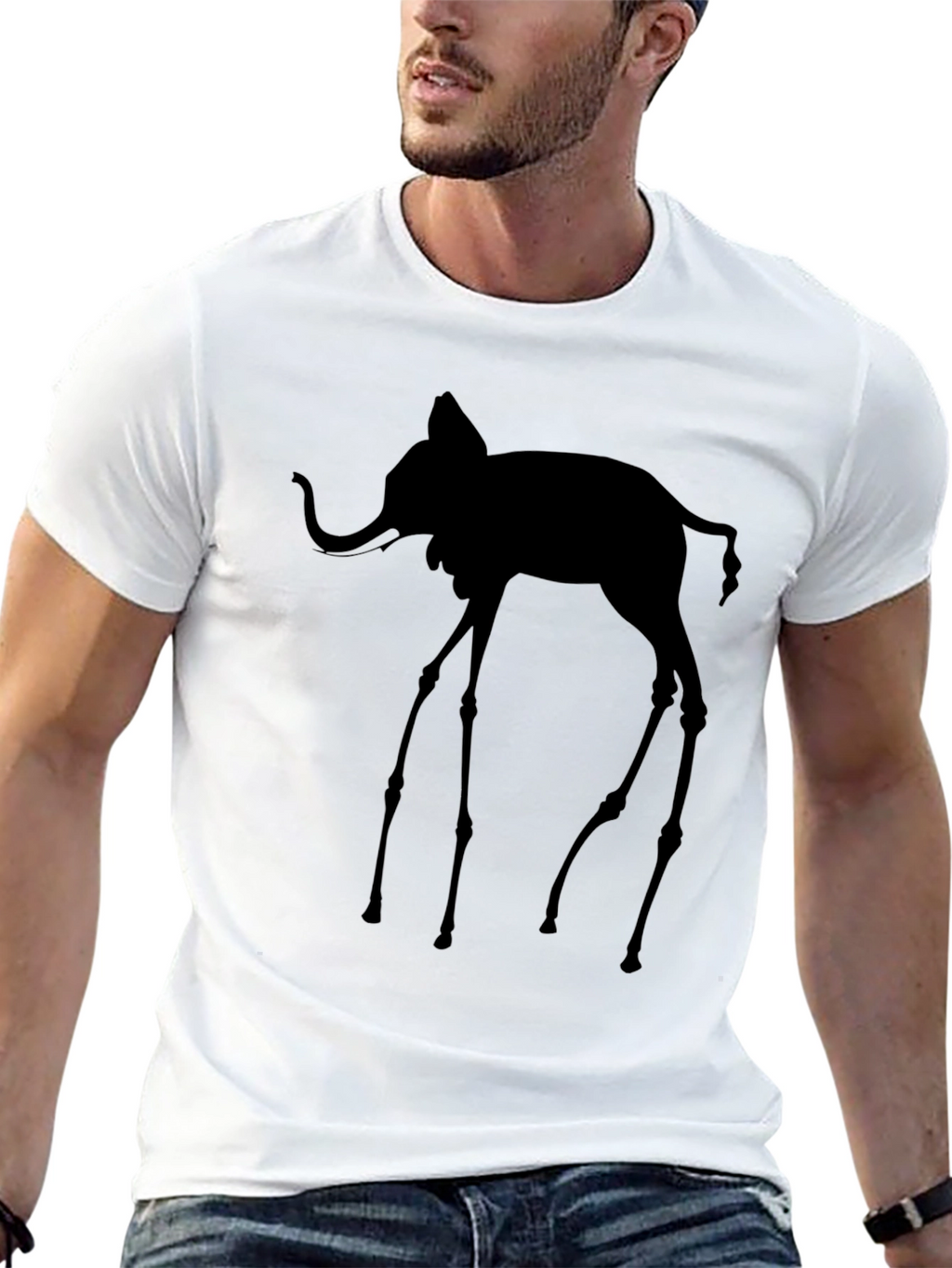 Abstract Elephant Silhouette Graphic T-Shirt